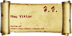 Hay Viktor névjegykártya